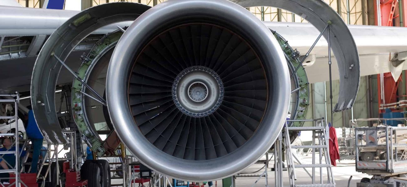 opened-aircraft-engine-in-the-hangar